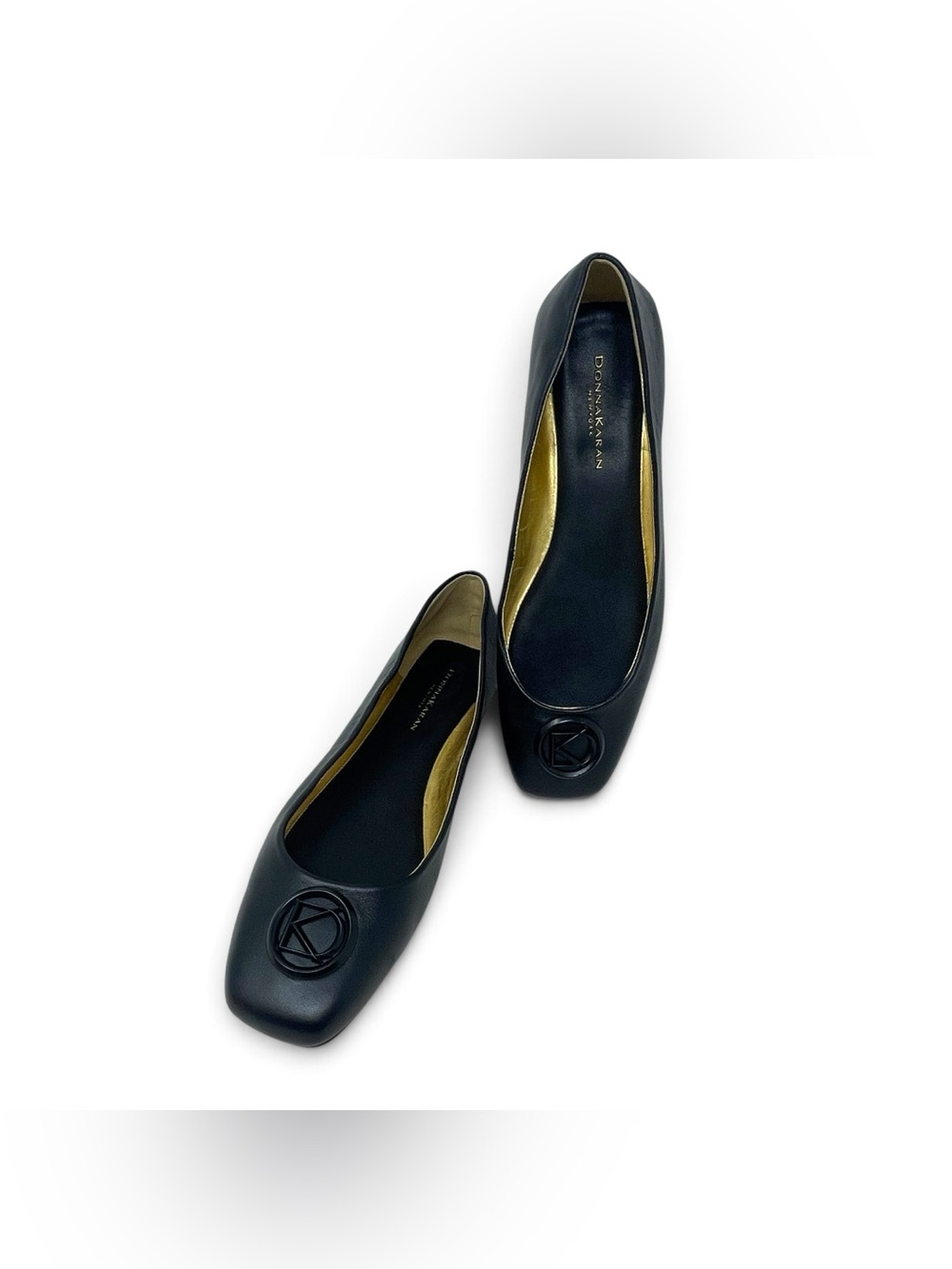Donna Karan Kylee Black Leather Logo Ballet Flats 11